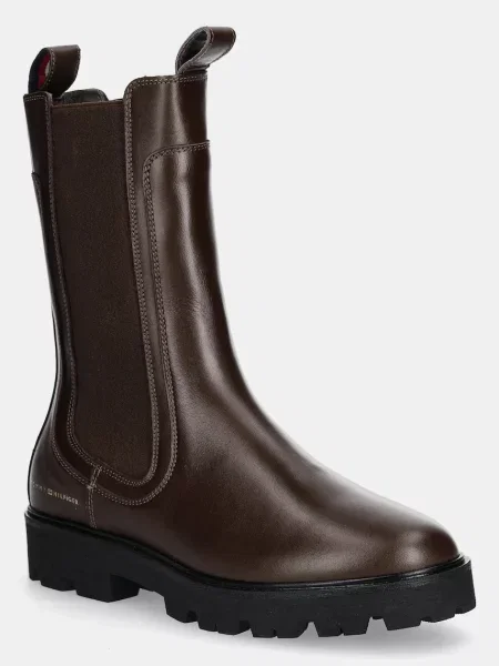 Tommy Hilfiger ghete chelsea de piele TH LTHR MID CHELSEA maro