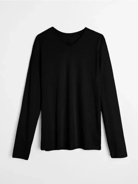 Sinsay koszulka z długimi rękawami czarny