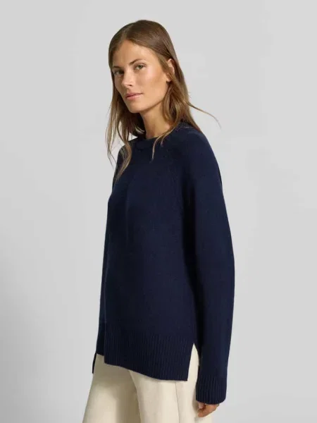 Sweter o kroju loose fit z czystego kaszmiru w imitacji dzianiny Myon granatowy