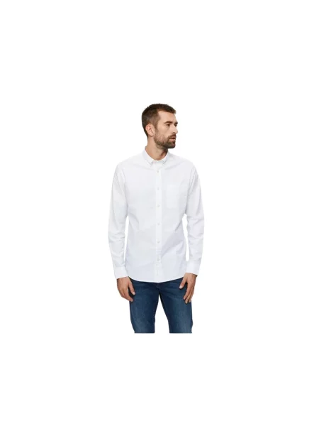 Koszula casualowa o kroju regular fit z mieszanki bawełny model ‘REGRICK’ Selected Homme biała