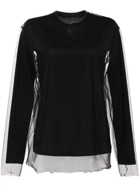 Tricou mânecă lungă Jnby din tul negru