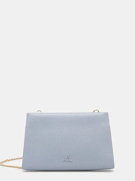 Кожена чанта Furla синьо