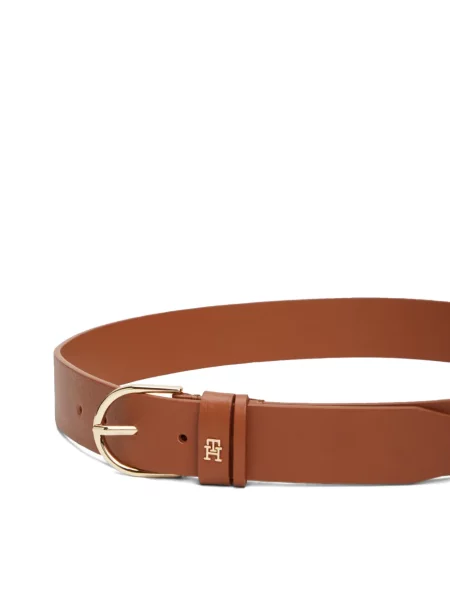 Curea Tommy Hilfiger din piele cu autograf maro