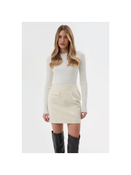 Спідниця з вовни та кашеміру молочна Estro біла
