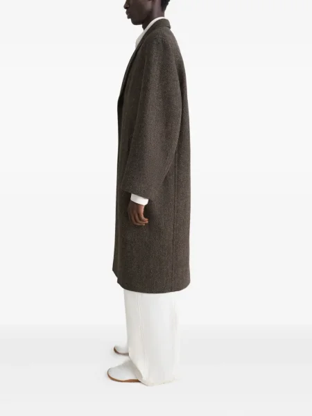 Palton Lemaire din tweed cu model herringbone maro