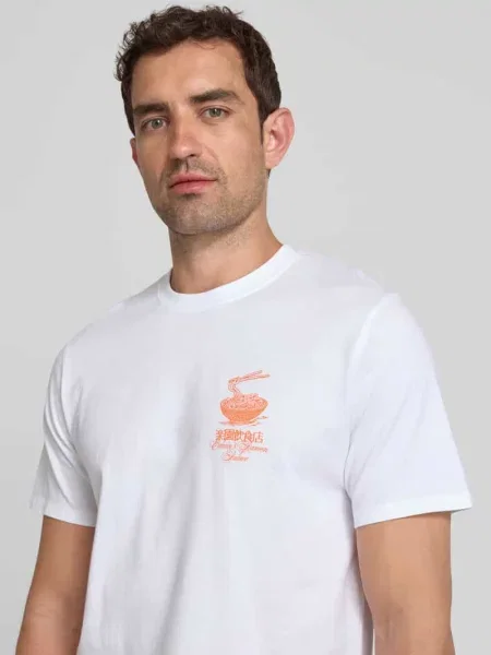 T-shirt z nadrukiem z logo model ‘RAMEN PALACE’ Edwin biała