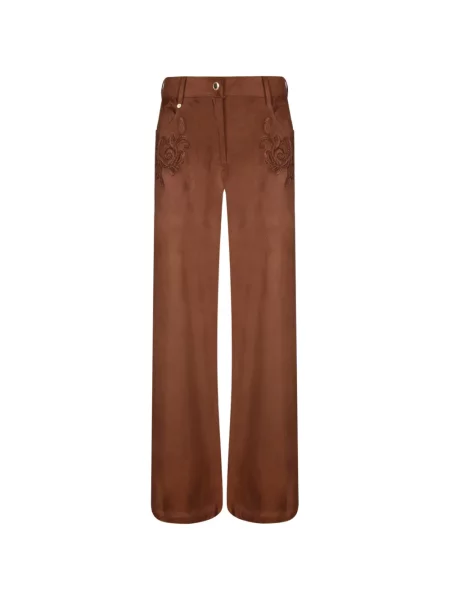 Pantaloni Ermanno Firenze cu broderie maro
