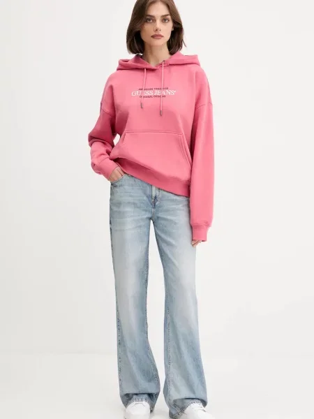 Кофта Guess Jeans з капюшоном з аплікацією білий