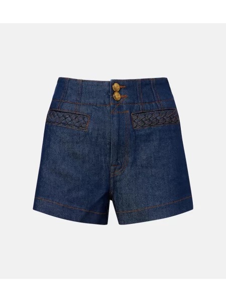 Pantaloni scurți din denim Zimmermann cu talie înaltă albastru