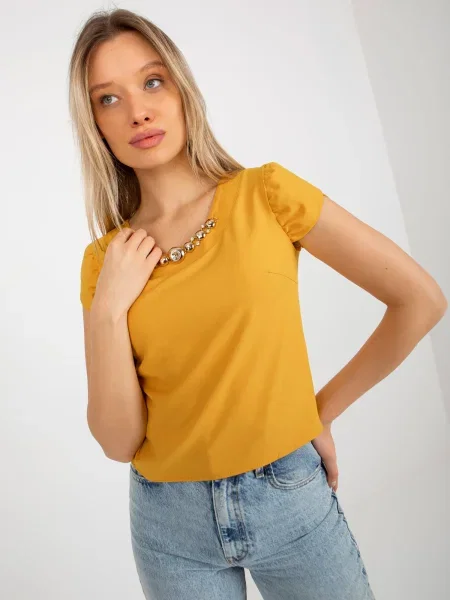 Bluză Fashionhunters galben