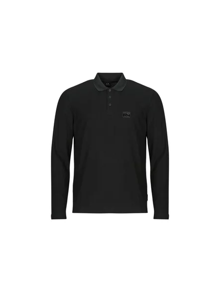Polo majica Armani Exchange z dolgimi rokavi črna