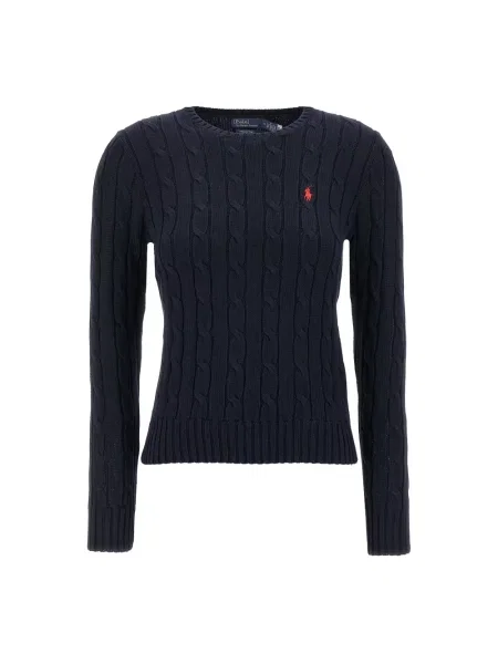 Sweter o kroju slim fit z czystej bawełny Polo Ralph Lauren granatowy