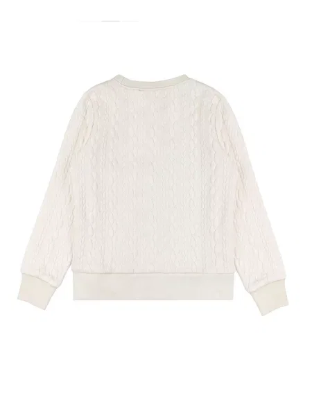 Bluza dziewczęca Leone Apparel z okrągłym dekoltem z dzianiny z koronką biała