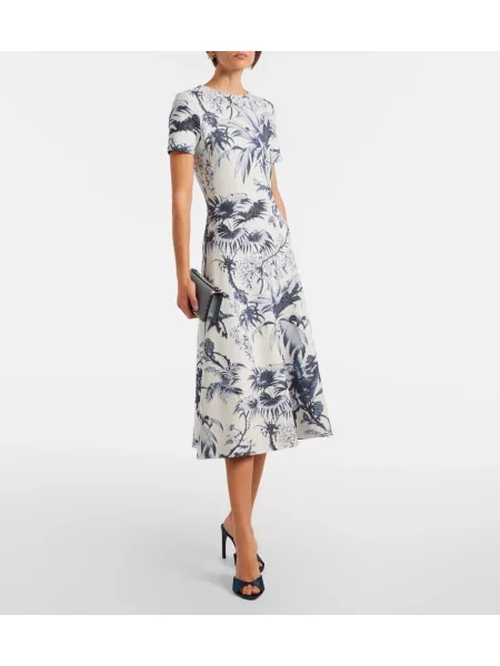Rochie de cocktail Oscar De La Renta cu imagine albastru