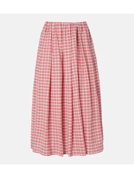 Spódnica midi Faithfull w kratę czerwona