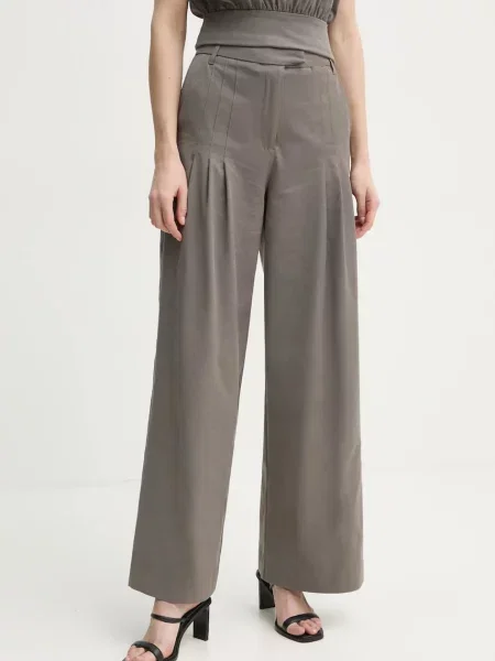 Remain pantaloni din lana drept high waist violet