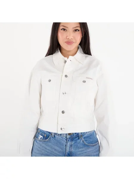 Jachetă Calvin Klein Trucker Jacket Chalk White M alb