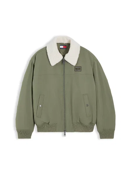 Tommy Jeans Geacă de primăvară-toamnă oliv alb