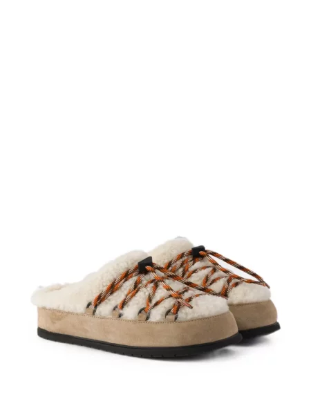 Papuci tip mules Prada din piele de căprioară