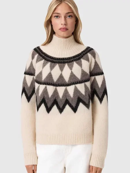 AllSaints pulover din amestec de lână TARA călduros cu guler gri