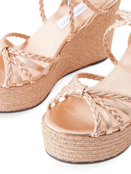 Espadrile Jimmy Choo cu pană țesuți roz