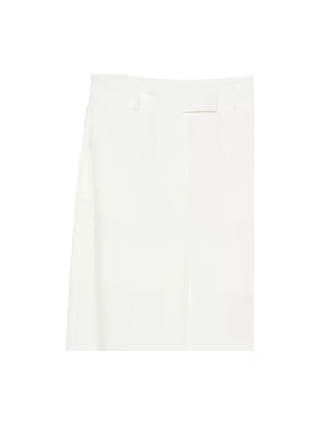 Liu Jo Spodnie Kobieta XL Len Pleated Wide-leg Trousers biały