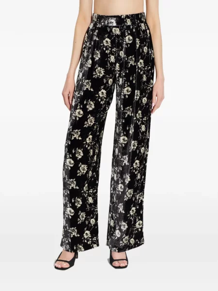 Pantaloni R13 cu model floral negru
