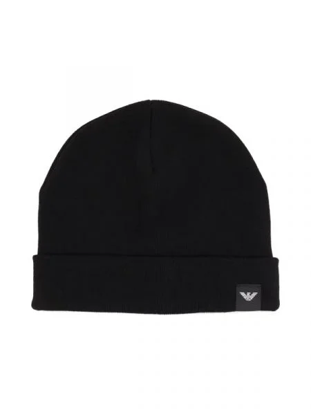 Emporio Armani Căciulă BEANIE cu adaos de lână și cașmir negru