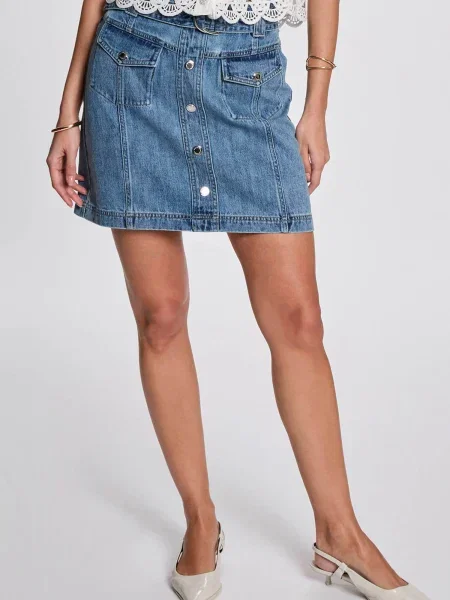 Morgan farmer szoknya mini ceruza fazonú JOLAM kék