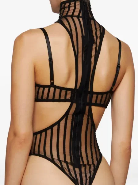 Prugasti bodi Laquan Smith crna