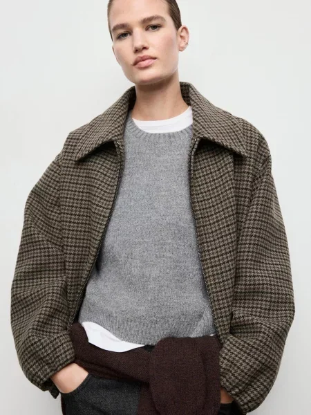 Пальто MANGO вовна/поліестер коричневий