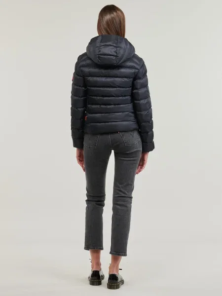 Geacă Superdry cu glugă albastru
