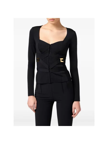 Top Elisabetta Franchi tiulowy czarny
