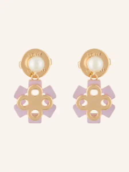 Tory Burch Náušnice Forget Me Not zlatá / světle růžová bílá
