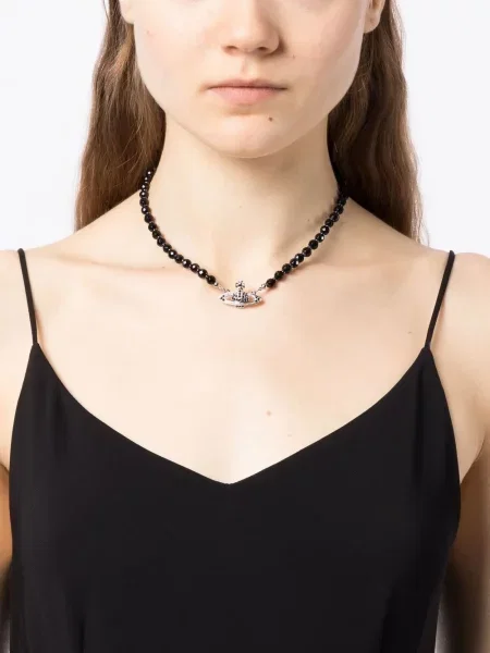 Vėrinys Vivienne Westwood su perlais juoda