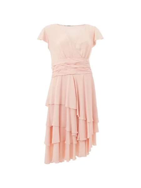 Rochie Lardini cu volane asimetrică roz