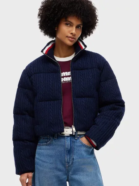 Трикотажна джинсова куртка Tommy Jeans синя