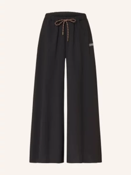 Spodnie Z Materiału Typu Marlene schwarz czarne