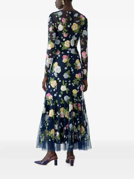 Rochie maxi Carolina Herrera cu model floral albastru