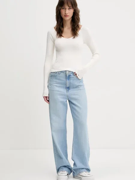 Majica z dolgimi rokavi Tommy Jeans bež