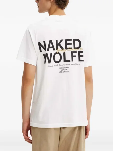 Tricou Naked Wolfe cu imagine alb