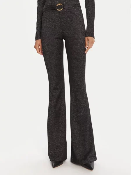 Just Cavalli Medžiaginės kelnės Flare Fit juoda