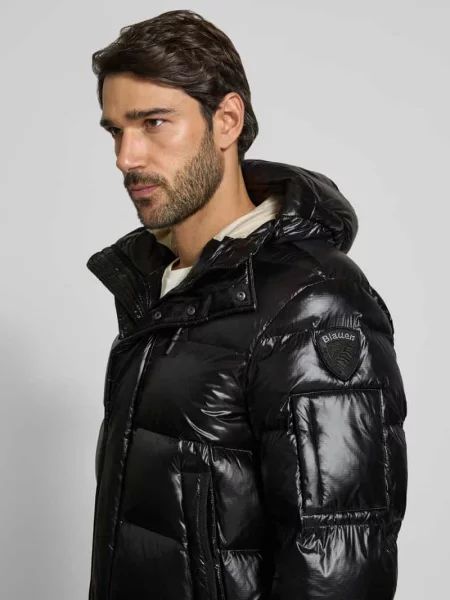 Płaszcz pikowany o kroju regular fit z kapturem model ALDRICH' Blauer czarny