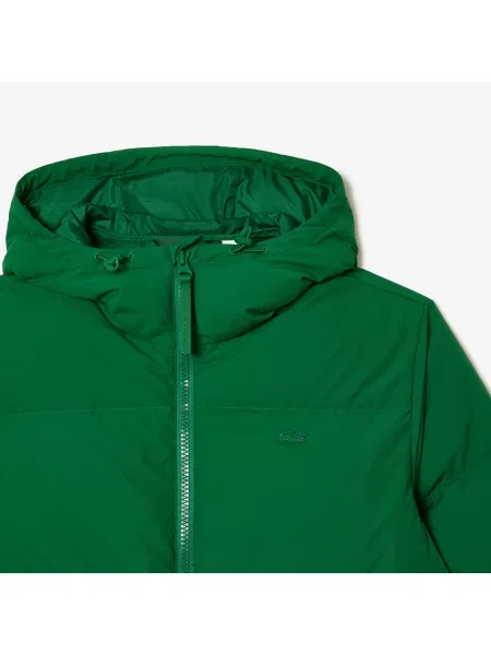 Lacoste Pikowana Wodoodporna Krótka Kurtka zielona