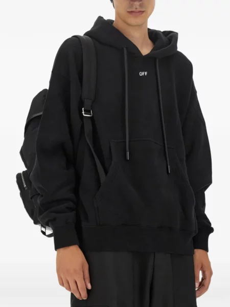 Hanorac cu glugă Off-white cu imagine alb