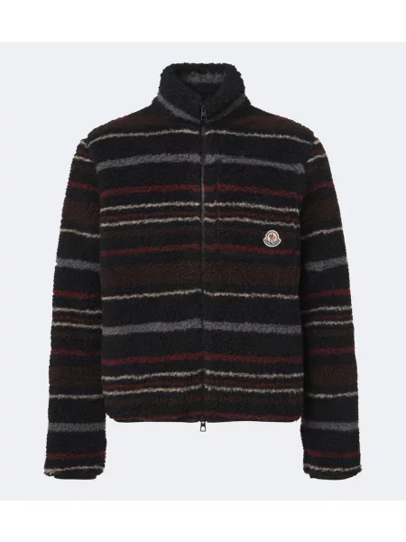 Cardigan Moncler de lână cu dungi negru