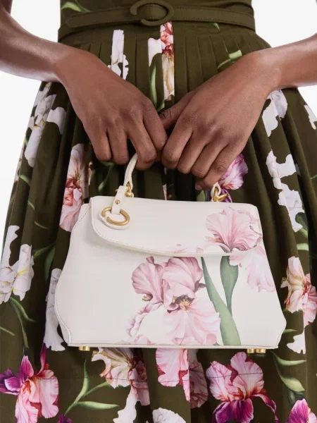 Body Oscar De La Renta din piele cu model floral cu imagine alb