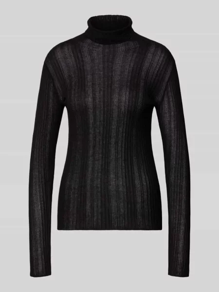 Sweter z dzianiny z golfem model ‘Haddis’ My Essential Wardrobe czarny