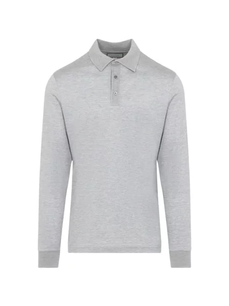 Lung tricou polo Canali gri