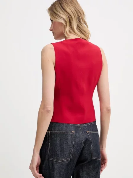 Tommy Hilfiger kamizelka jednorzędowa z dodatkiem wełny czerwona